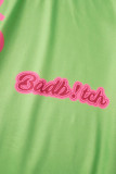 Fluorescent Color Casual Street Print Patchwork O Neck Short Sleeve Two Pieces