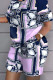 Light Purple Casual Print Patchwork O Neck Short Sleeve Two Pieces