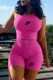 Rose Fashion Sexy Print Letter O Neck Sleeveless Two Pieces