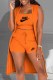 Orange Casual Print Letter U Neck Sleeveless Three Pieces