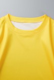 Yellow Casual Street Solid Patchwork O Neck T-shirt Dress Dresses
