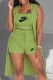 Green Casual Print Letter U Neck Sleeveless Three Pieces