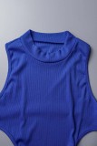 Rose Red Sexy Solid Bandage Patchwork Backless Half A Turtleneck Pencil Skirt Dresses