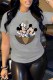 Grey Casual Character Print Letter O Neck T-Shirts