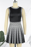 Pink Casual Print Patchwork O Neck Sleeveless Dress Dresses