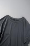 Light Yellow Casual Solid Basic O Neck Short Sleeve Two Pieces