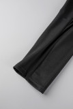 Black Sexy Solid Patchwork See-through Backless Spaghetti Strap Sleeveless Two Pieces