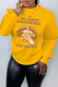 Yellow Street Daily Lips Printed Patchwork O Neck Tops