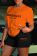 Orange Casual Letter Print Basic O Neck Short Sleeve Two Pieces