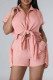 Pink Casual Solid Patchwork Shirt Collar Short Sleeve Two Pieces