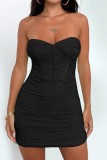 Green Sexy Solid Backless Strapless Sleeveless Dress Dresses