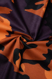 Camouflage Sexy Print Camouflage Print Patchwork U Neck Dresses
