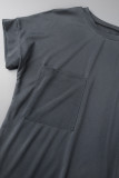 Light Yellow Casual Solid Basic O Neck Short Sleeve Two Pieces
