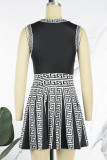 Pink Casual Print Patchwork O Neck Sleeveless Dress Dresses