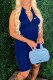 Blue Sexy Print Zipper Zipper Collar Rompers