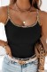 Black Sexy Casual Solid Patchwork Chains Spaghetti Strap Tops