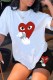White Casual Print Patchwork O Neck Short Sleeve Two Pieces