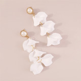 White Casual Solid Patchwork Earrings