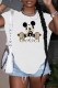 White Street Character Print Letter O Neck T-Shirts