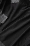 Black Sexy Solid Patchwork See-through Backless Spaghetti Strap Sleeveless Two Pieces