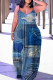 Blue Sexy Casual Print Backless Spaghetti Strap Long Dress Dresses