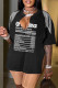 Black Casual Print Tassel Patchwork V Neck T-Shirts