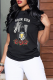 Black Casual Street Print Patchwork O Neck T-Shirts