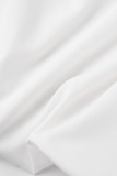 White Casual Street Solid Patchwork Asymmetrical T-Shirts