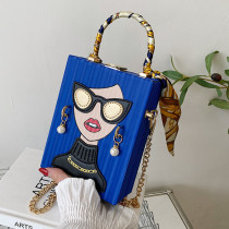 Blue Casual Print Patchwork Chains Bags