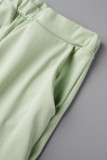 Red Casual Solid Bandage Patchwork Buckle Flounce Turndown Collar Short Sleeve Two Pieces