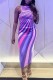 Purple Casual Print Backless O Neck Long Dress Dresses