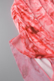 Red Sexy Print Patchwork Stringy Selvedge Halter One Step Skirt Dresses