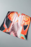 Colour Sexy Print Patchwork Strapless Sleeveless Two Pieces
