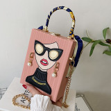 Gold Casual Print Patchwork Chains Bags