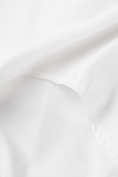 White Casual Street Solid Patchwork Asymmetrical T-Shirts