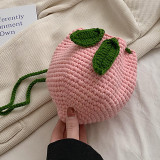 Pink Casual Daily Patchwork Solid Draw String Weave Bags
