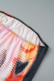 Colour Sexy Print Patchwork Strapless Sleeveless Two Pieces