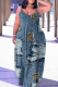 Blue Sexy Print Backless Spaghetti Strap Long Dress Dresses