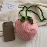 Pink Casual Daily Patchwork Solid Draw String Weave Bags