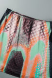 Colour Sexy Print Patchwork Strapless Sleeveless Two Pieces