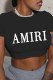 Black Street Print Letter O Neck T-Shirts