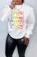White Street Print Patchwork O Neck Tops