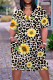Yellow Brown Casual Work Print Patchwork V Neck Straight Dresses