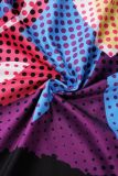 Colour Sexy Print Patchwork O Neck Pencil Skirt Dresses