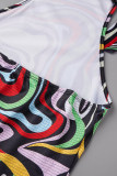 Black Sexy Print Patchwork Backless Halter Tops