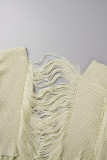 Apricot Sexy Solid Tassel Hollowed Out Patchwork Square Collar Tops