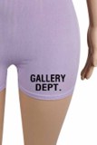 Pink Street Print Letter V Neck Rompers