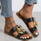 Black Casual Daily Patchwork Metal Accessories Decoration Square Comfortable Shoes