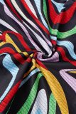 Black Sexy Print Patchwork Backless Halter Tops