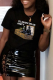 Black Street Vintage Print Skull Patchwork O Neck T-Shirts